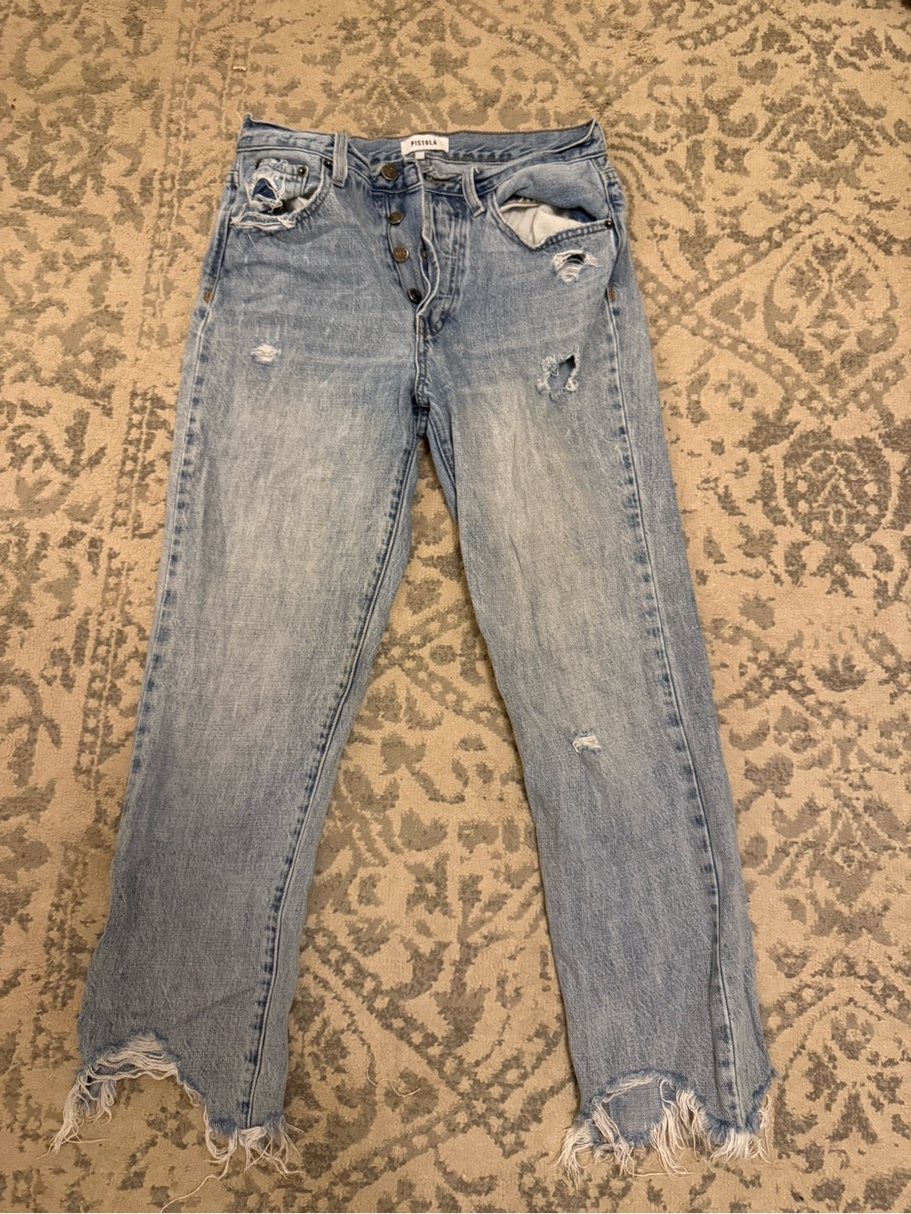 pistola Light Blue Distressed Boyfriend Jeans